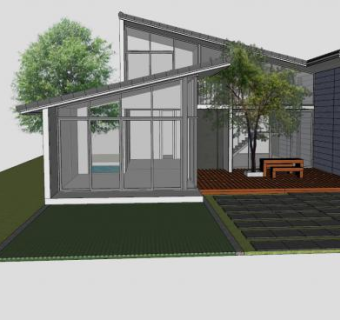 现代房屋风格住宅SU模型下载_sketchup草图大师SKP模型