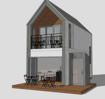 木材房子街区建筑SU模型下载_sketchup草图大师SKP模型