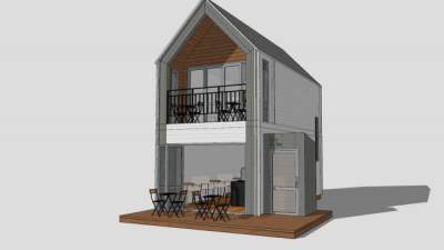 木材房子街区建筑SU模型下载_sketchup草图大师SKP模型