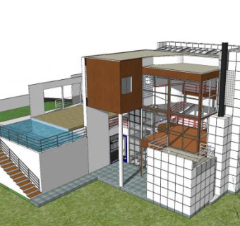 现代房子绿色建筑SU模型下载_sketchup草图大师SKP模型
