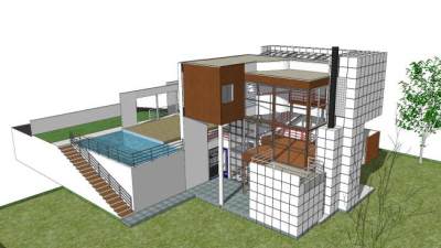 现代房子绿色建筑SU模型下载_sketchup草图大师SKP模型