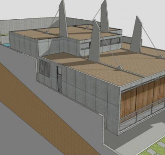 当代封闭房子建筑SU模型下载_sketchup草图大师SKP模型