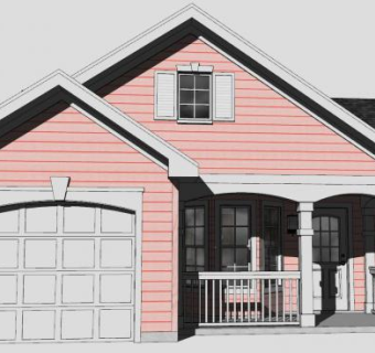 现代小农舍房子SU模型下载_sketchup草图大师SKP模型