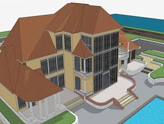 现代三层房子住宅SU模型下载_sketchup草图大师SKP模型
