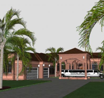 现代平房大型建筑SU模型下载_sketchup草图大师SKP模型