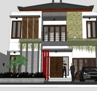 两层极简公寓房子SU模型下载_sketchup草图大师SKP模型