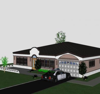 简约大型房子住宅SU模型下载_sketchup草图大师SKP模型