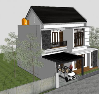 极简主义小房子住宅SU模型下载_sketchup草图大师SKP模型
