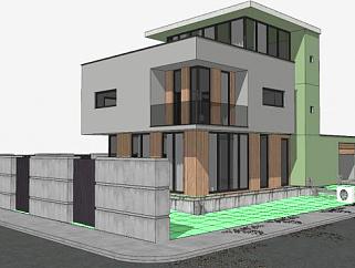 现代住宅简约屋子SU模型下载_sketchup草图大师SKP模型