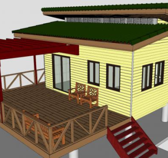度假木屋房子建筑SU模型下载_sketchup草图大师SKP模型