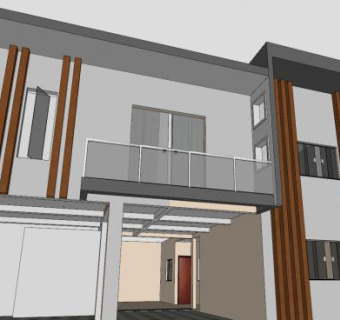 现代化高大住宅建筑SU模型下载_sketchup草图大师SKP模型