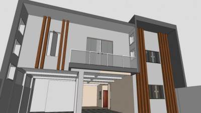 现代化高大住宅建筑SU模型下载_sketchup草图大师SKP模型