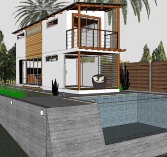 现代套房房子建筑SU模型下载_sketchup草图大师SKP模型