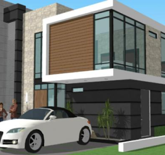 现代独立式房子建筑SU模型下载_sketchup草图大师SKP模型