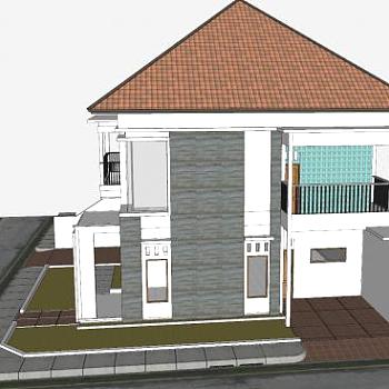 双层住宅房子建筑SU模型下载_sketchup草图大师SKP模型