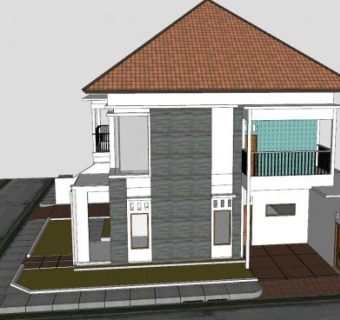 双层住宅房子建筑SU模型下载_sketchup草图大师SKP模型