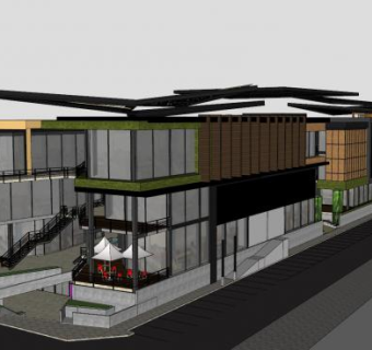 现代房子黑色建筑SU模型下载_sketchup草图大师SKP模型