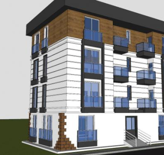 现代高层公寓建筑SU模型下载_sketchup草图大师SKP模型