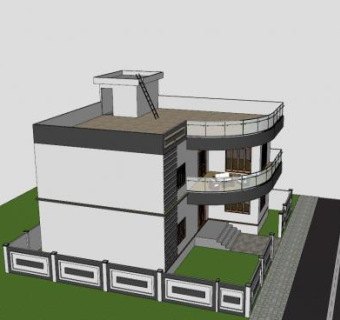 居住建筑房子住宅SU模型下载_sketchup草图大师SKP模型
