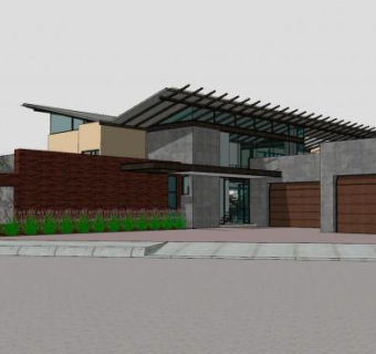 现代房子平房住宅SU模型下载_sketchup草图大师SKP模型