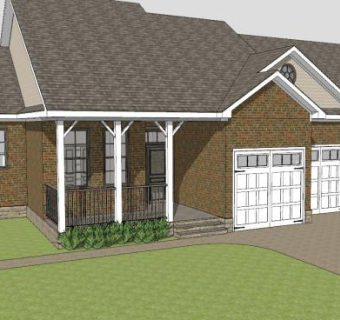 红砖但单层建筑SU模型下载_sketchup草图大师SKP模型