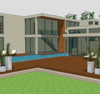 现代豪华植物住宅SU模型下载_sketchup草图大师SKP模型