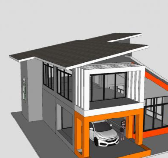 现代双层居民房SU模型下载_sketchup草图大师SKP模型