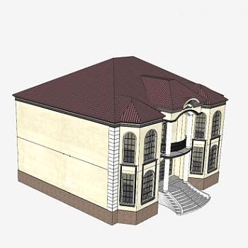 欧式低层住宅SU模型下载_sketchup草图大师SKP模型