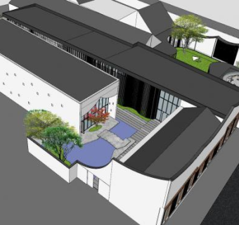 现代化住宅花园建筑SU模型下载_sketchup草图大师SKP模型