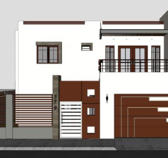 现代白色双层房子SU模型下载_sketchup草图大师SKP模型