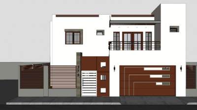 现代白色双层房子SU模型下载_sketchup草图大师SKP模型