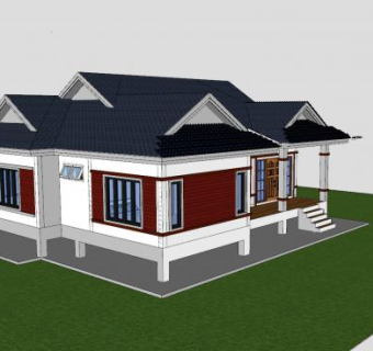 自由式民居建筑房子SU模型下载_sketchup草图大师SKP模型