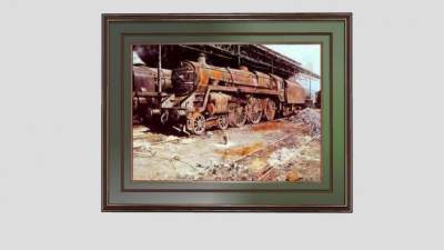 古老蒸汽火车装饰画SU模型下载_sketchup草图大师SKP模型