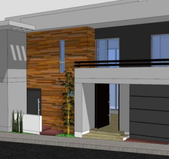 现代住宅房子花园建筑SU模型下载_sketchup草图大师SKP模型