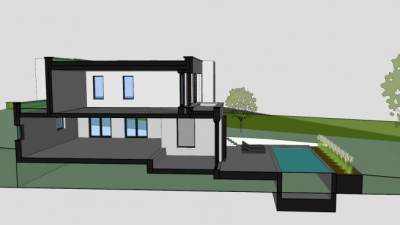 现代花园白色建筑SU模型下载_sketchup草图大师SKP模型