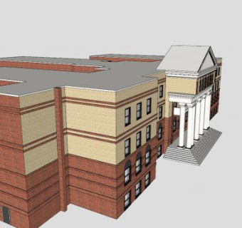 伯克曼大厅房子建筑SU模型下载_sketchup草图大师SKP模型