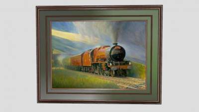 蒸汽火车彩绘挂画SU模型下载_sketchup草图大师SKP模型