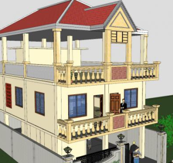 高棉豪斯高层建筑SU模型下载_sketchup草图大师SKP模型