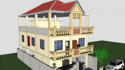 高棉豪斯高层建筑SU模型下载_sketchup草图大师SKP模型