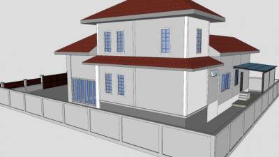 现代白色房子SU模型下载_sketchup草图大师SKP模型