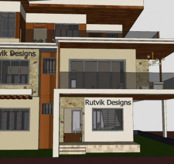 联排别墅多层建筑住宅SU模型下载_sketchup草图大师SKP模型