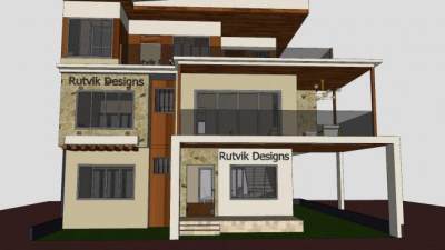 联排别墅多层建筑住宅SU模型下载_sketchup草图大师SKP模型