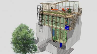 道路建筑房子SU模型下载_sketchup草图大师SKP模型