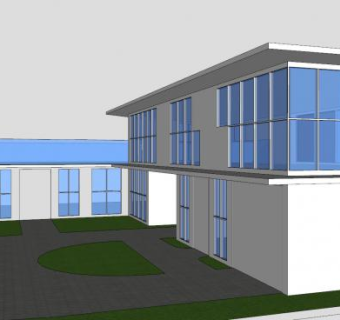 现代平房双层建筑SU模型下载_sketchup草图大师SKP模型