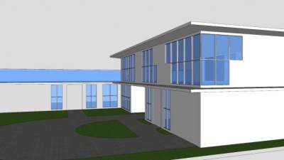 现代平房双层建筑SU模型下载_sketchup草图大师SKP模型