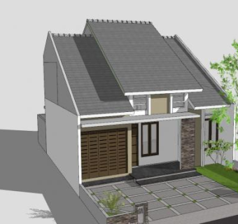 现代简约平房建筑SU模型下载_sketchup草图大师SKP模型