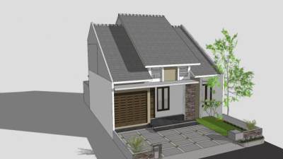 现代简约平房建筑SU模型下载_sketchup草图大师SKP模型