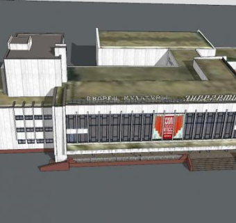 文化宫殿古建筑SU模型下载_sketchup草图大师SKP模型
