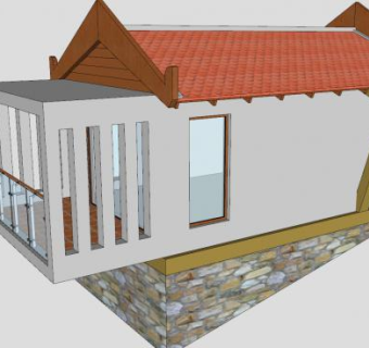 平房房间房子建筑SU模型下载_sketchup草图大师SKP模型