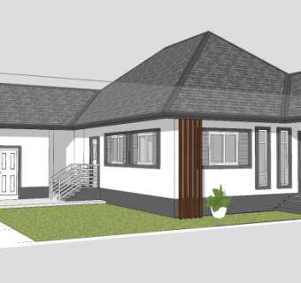 现代大型平房建筑SU模型下载_sketchup草图大师SKP模型